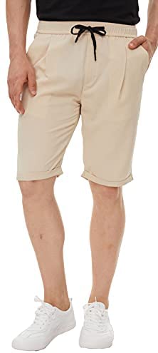 Men's Linen Like Shorts Seersucker Shorts with Drawstring