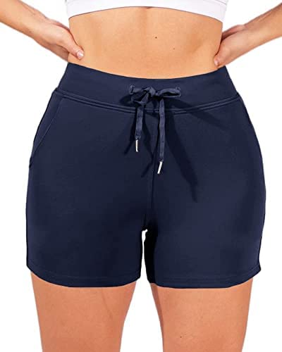 Womens Stretch Running Workout Yoga Shorts Slim Athletic Summer Dolphin Shorts with Pockets
