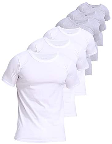 Men's 6-Pack Slim Fit Undershirts 100% Cotton Comfy Crew Neck T-Shirts