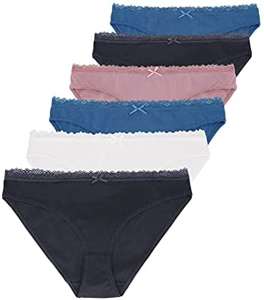 Women's 6-Pack Lace Bikini Lyocell Cotton Panties Super Soft Comftable Underwear