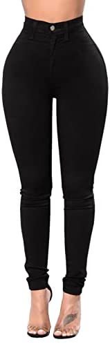 Women's High Waisted Booty Lifting Jeans Skinny Fit Casual Regular Denim Pants Solid Fashion Jeans Pants with Pockets