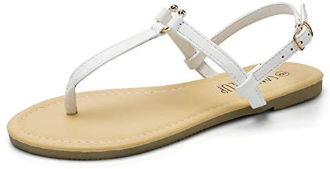 SANDALUP Thong Flat Sandals with Ring Metal Buckle for Women Summer