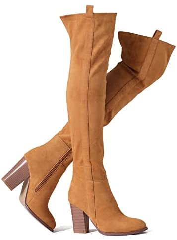 Tale Women's Suede Over The Knee Boots Pointed Toe Stack Block High Heel Comfot Winter Knee High Boots