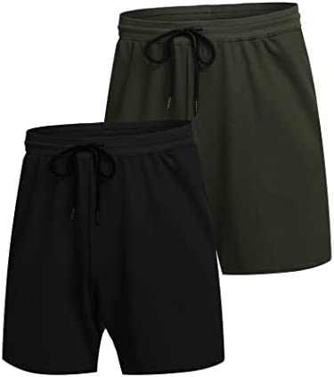 Mens 2 Pack Gym Workout Shorts Running Bodybuilding Training Drawstring Shorts