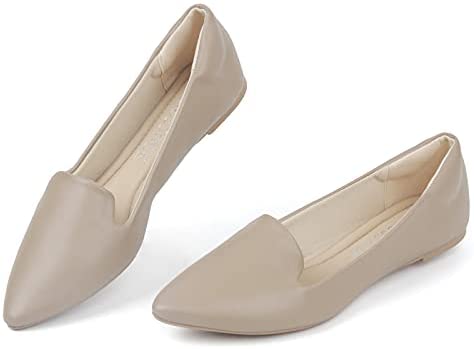 MUSSHOE Ballet Flats for Women Comfortable Women's Flats Memory Foam Slip on Pointed Toe Flats Shoes Women