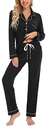 Pajamas Women's Long Sleeve Sleepwear Button Down Pj Sets Soft Loungewear Pajama Set for Women S-XXL