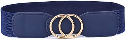 Beltox Women’s Elastic Stretch Wide Waist Belts w Double Rings Gold/Silver Buckle …