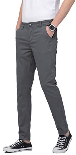 Plaid&Plain Men’s Skinny Khaki Pants Skinny Fit Chinos