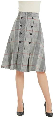 Womens High Waist A Line Button Front Winter Fall Midi Skirt