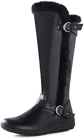 mysoft Women's Winter Knee High Boots Faux Fur Lined Zipper Tall Flat Boots