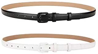 Womens Leather Belt Skinny Belts for Jeans Pants 2pcs pack