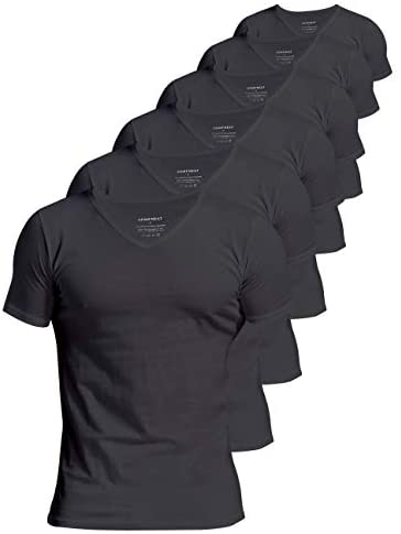 Men's 6-Pack Slim Fit Undershirts 100% Cotton Comfy V-Neck T-Shirts