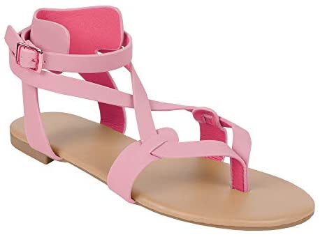 Womens Strappy Sandals Gladiator Thong Ankle Strap Summer Beach Flat Sandals