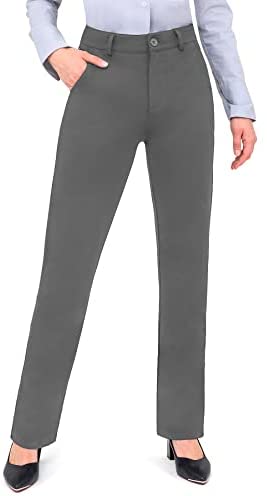 Work Pants for Women Yoga Dress Pants Straight Leg Stretch Work Pant with Pockets