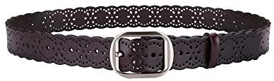 Womens Hollow Pattern Wide Leather Belt for Jeans Pants