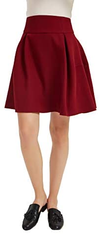 Womens A Line Short Pleated Skirt Back Elastic