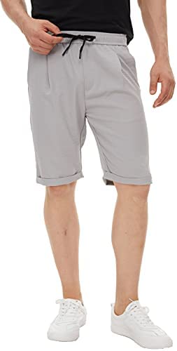 Men's Linen Like Shorts Seersucker Shorts with Drawstring