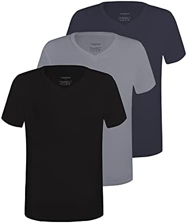 Men's 3-Pack Undershirts Bamboo Rayon Ultra Soft Comfy V-Neck T-Shirts