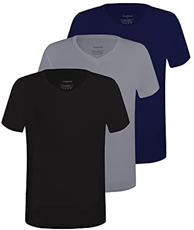Men's 3-Pack Undershirts Bamboo Rayon Ultra Soft Comfy V-Neck T-Shirts