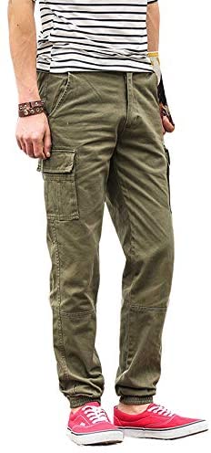Men's Zip Button Closure Ankle Cuffed Leg Outdoor Jogger Pants