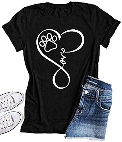 Ruanyu Womens Graphic Letter Print Shirt Crew Neck Summer Short Sleeve Pullover Loose Fit Cute Casual Tee Tops Blouses