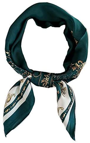 FONYVE Silk Feeling Scarf Medium Square Satin Head Scarf for Women 27.5 × 27.5 inches