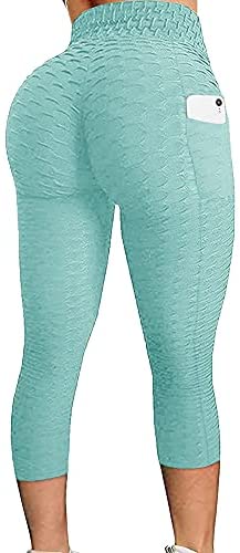 Karlywindow Women's Butt Lifting Legging High Waist Yoga Pants Capri Tummy Control Scrunch Booty Legging Tights