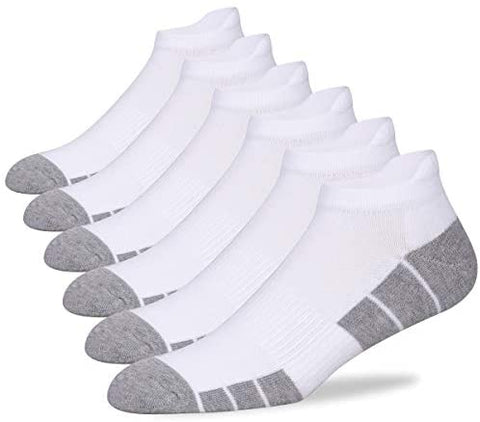 Mens Ankle Socks Low Cut Athletic Cushioned Running Tab Socks 6 Pack