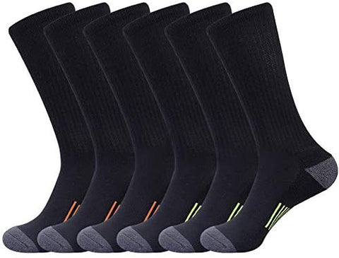 Mens Athletic Crew Socks for Men Cushion Casual Sports Workout Sock 6 Pack