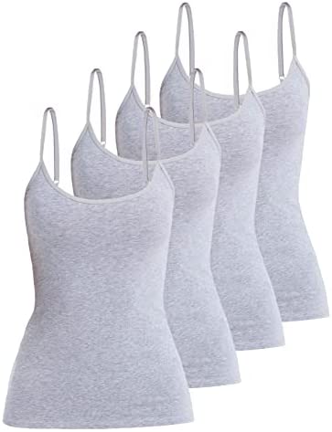 Women's 4-Pack Slim-Fit Camisoles Cotton Adjustable Spaghetti Strap Top Underwear