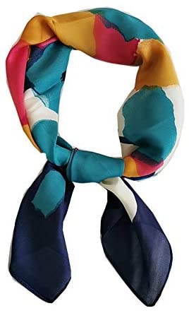 FONYVE Silk Feeling Scarf Medium Square Satin Head Scarf for Women 27.5 × 27.5 inches