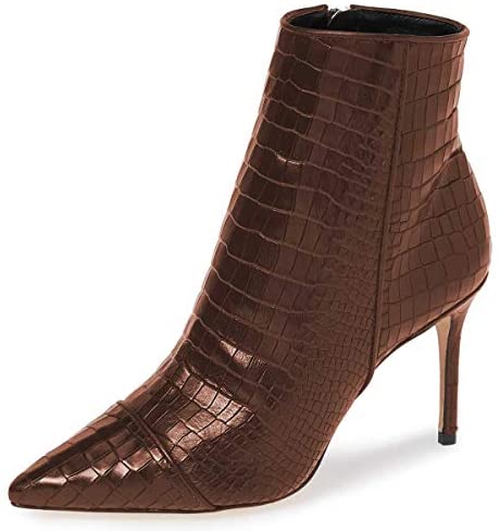 FSJ Women Sexy Lizardskin Ankle Boots Pointy Toe Slender High Heels Winter Party Shoes Size 4-15 US