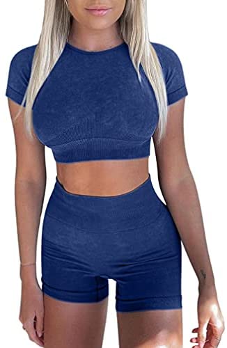 Women's 2 Piece Yoga Sportwear Crop Top Sets