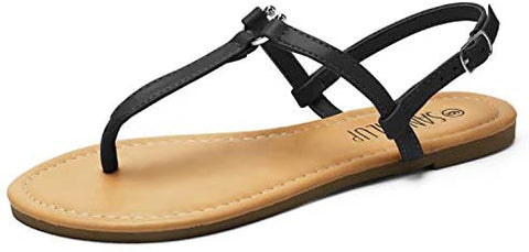 SANDALUP Thong Flat Sandals with Ring Metal Buckle for Women Summer