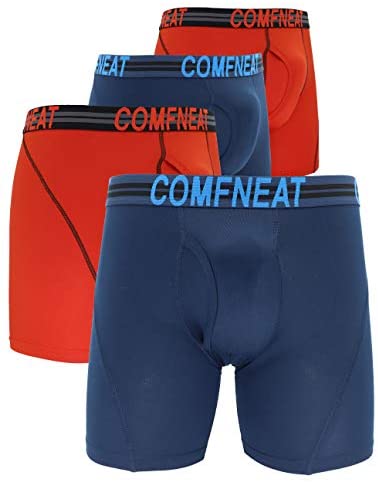 Men's Sport Boxer Briefs Performance Underwear with Fly 4-Pack