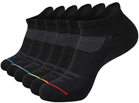 Mens Athletic Low Cut Ankle Socks Cushioned Running Sports Sock for Men 6 Pack