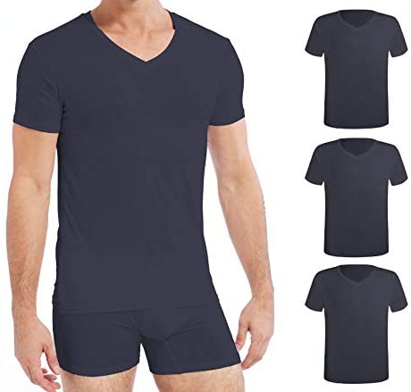 Men's 3-Pack Undershirts Bamboo Rayon Ultra Soft Comfy V-Neck T-Shirts