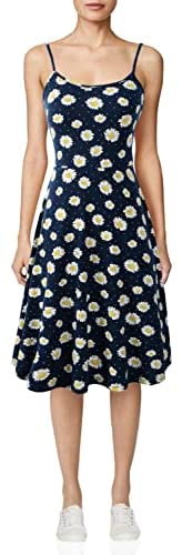 TIMSEM Women's Sleeveless Adjustable Strappy Summer Floral Flared Swing Dress