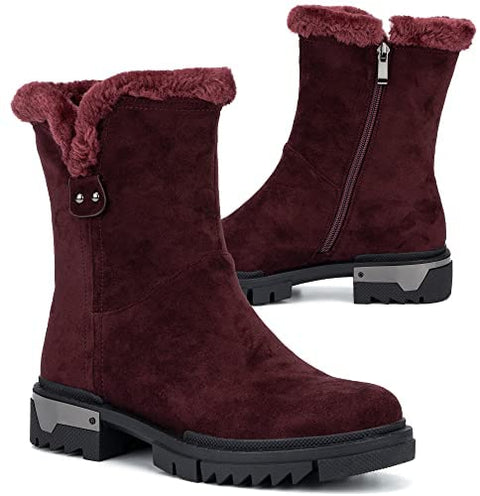 Torgeis Women’s Courtney Fashion Micro Suede Textile, Slip-On Zipper Ankle Chunky Boots, Round-Toe, Thermoplastic Rubber Outsole