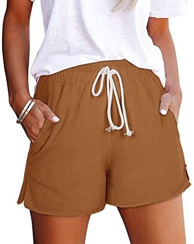 Athletic Shorts for Women Drawstring Workout Shorts Cotton Blend Casual Lounge Running Shorts with Pockets