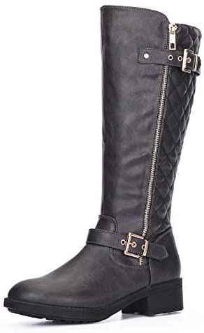 mysoft Women's Knee High Riding Boots Low Block Heel Tall Boots