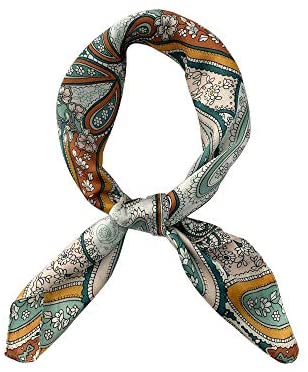 FONYVE Silk Feeling Scarf Medium Square Satin Head Scarf for Women 27.5 × 27.5 inches