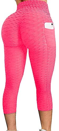 Karlywindow Women's Butt Lifting Legging High Waist Yoga Pants Capri Tummy Control Scrunch Booty Legging Tights