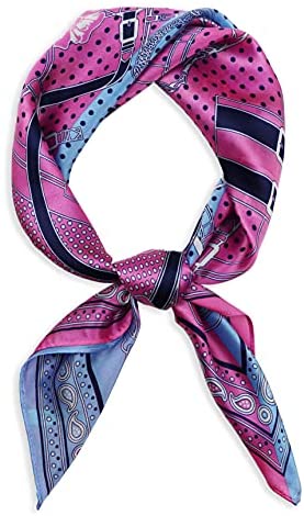 Vabovin 27.5" Silk Feeling Scarf Medium Square Satin Headscarf Fashion Pattern Hair Scarves and Wraps for Women