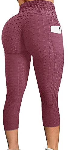 Karlywindow Women's Butt Lifting Legging High Waist Yoga Pants Capri Tummy Control Scrunch Booty Legging Tights