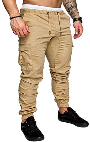Men's Fashion Joggers Sports Trousers Casual Elastic Waist Cotton Cargo Pants