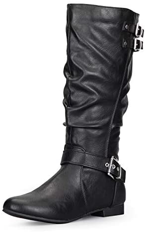 mysoft Women's Knee High Boots Flat Warm Winter Boots with Side Zipper
