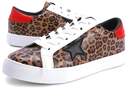 Womens Fashion Star Sneakers Lace Up Platform Glitter Low Top Comfort Walking Running Shoes