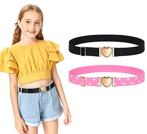2 Pack Kids Elastic Stretch Belts Girls Belts