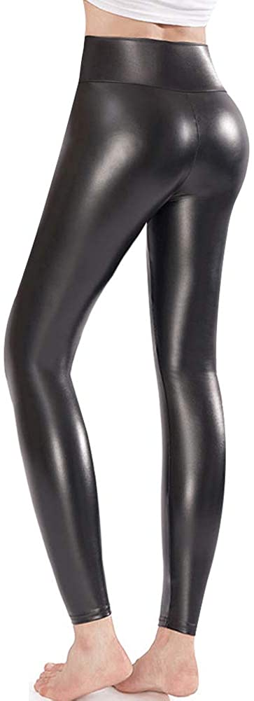 Ginasy Faux Leather Leggings for Women High Waisted Stretch Leather Pants
